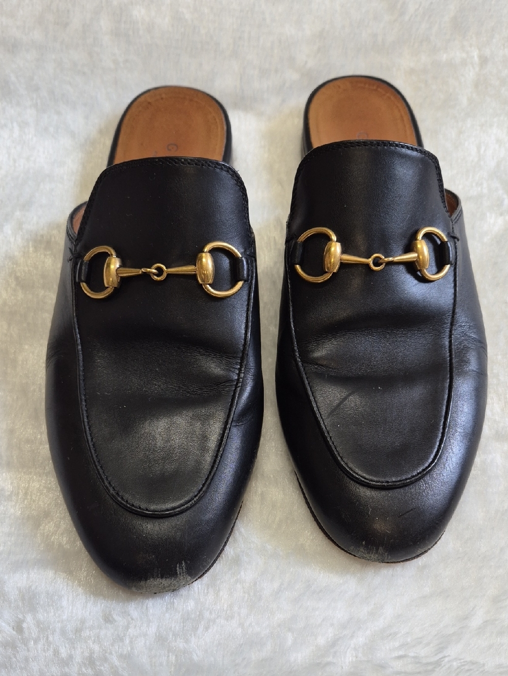 Gucci Black Leather Horsebit Slide Loafers